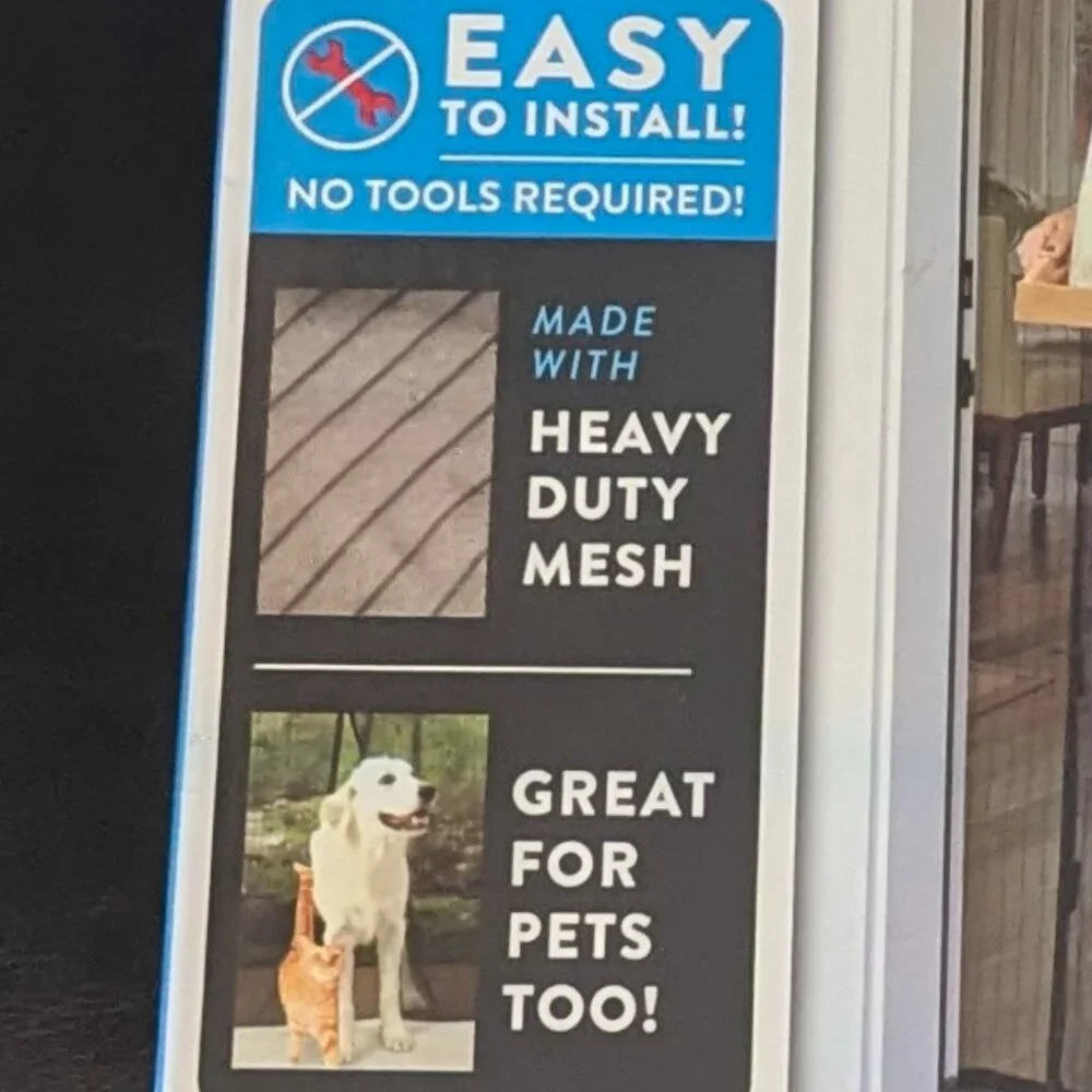 NIB Magic Mesh Heavy Duty Hands-Free Screen Door With Magnets 83